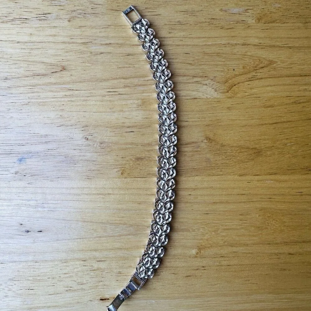 Vintage Artisan NF Link Bracelet Size 7.5 Diamond Cut Ornate 925 Sterling 31.4g‎